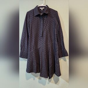 Derek Lam 10 Crosby Black Polka Dot Ruffle Hem Long Sleeve Cotton Dress Sz 10